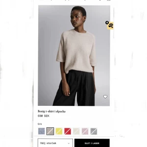 Boxig t-shirt i alpacka - Hej, säljer min boxiga t-shirt i alpacka då jag bara använt den 1 gång. Är som nyskick och tycker de är onördigt att den ligger i garderoben utan att användas, är även helt slutsåld!! skriv för mer bilder