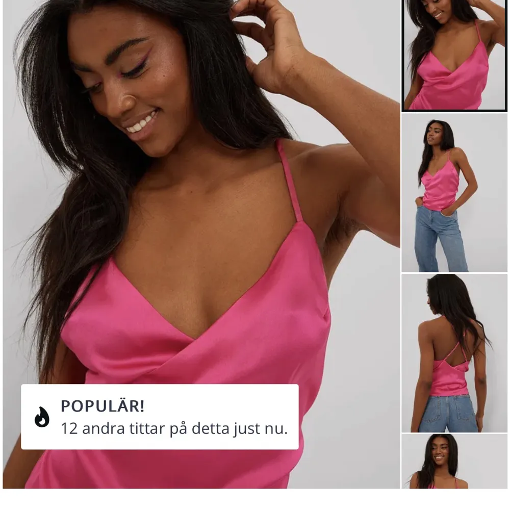 Säljer denna super fina rosa satin linne från nakd! 💘aldrig använd då den inte kommer till användning🫶🏼. Toppar.