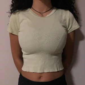 Ljusgrön crop top - Ljusgrön cropped t-shirt i tunt material. Köpt på Brandy Melville i London, knappt använd och passar S-M. Stretchy material