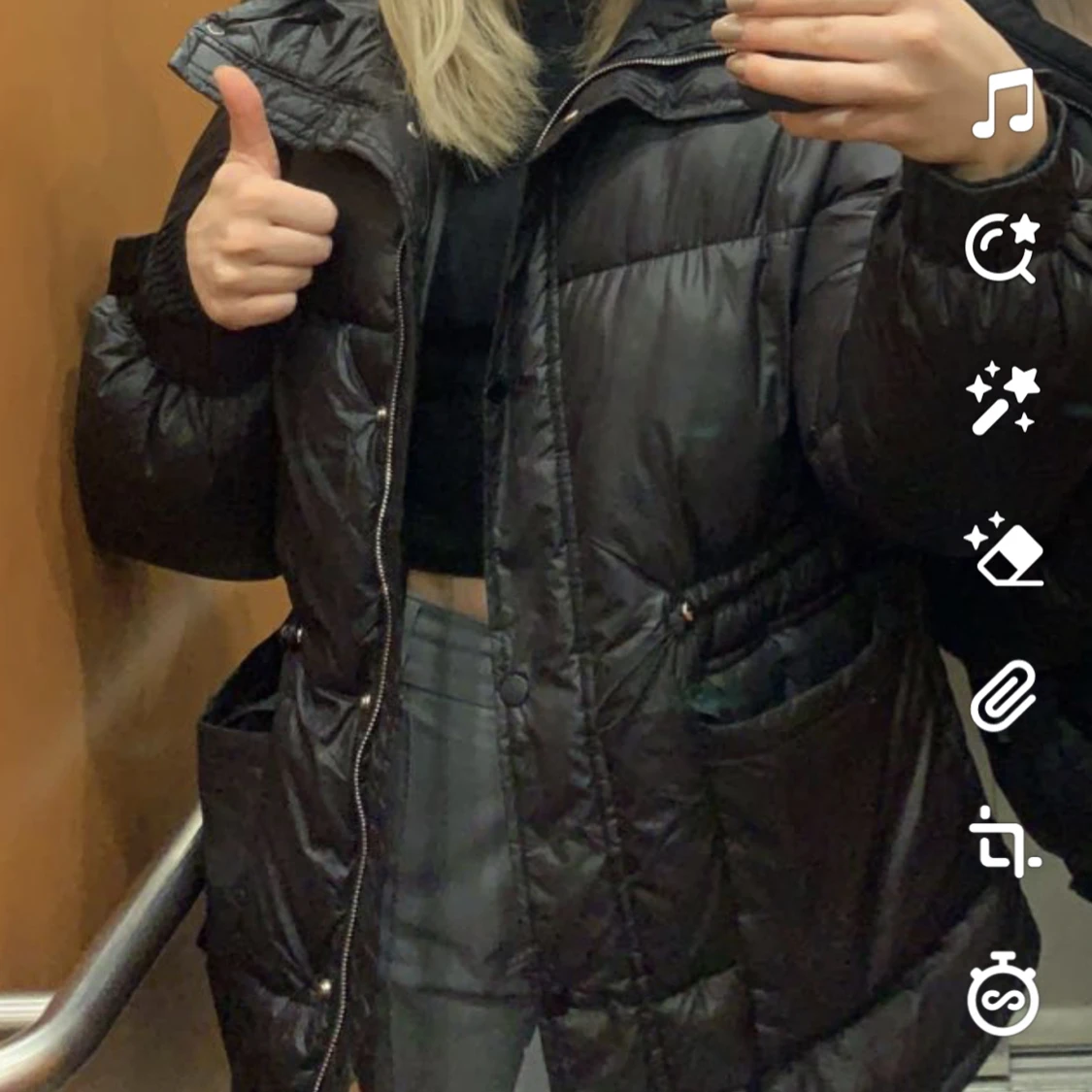 Vadderad jacka med huva - 90