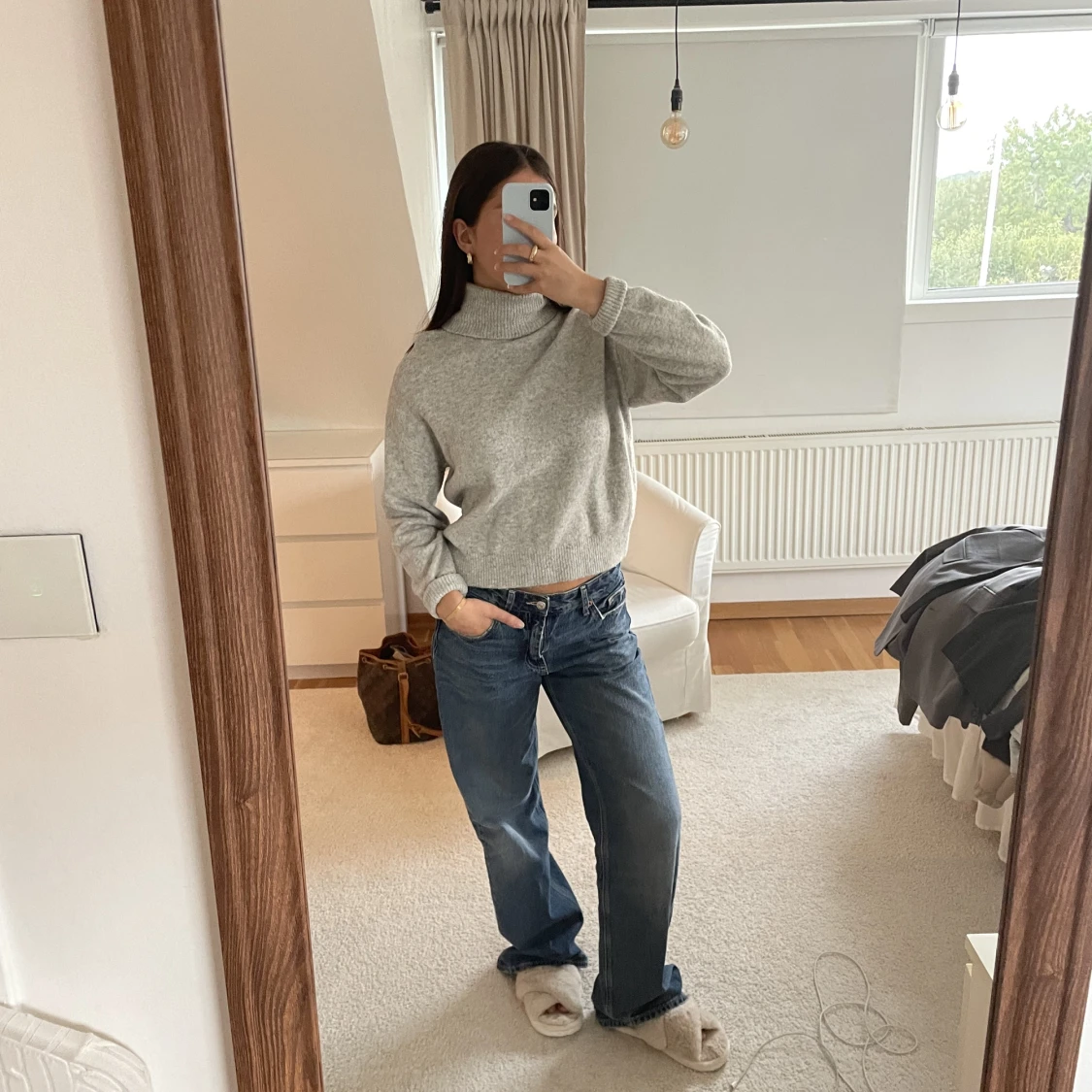 Grå stickad tröja - 90