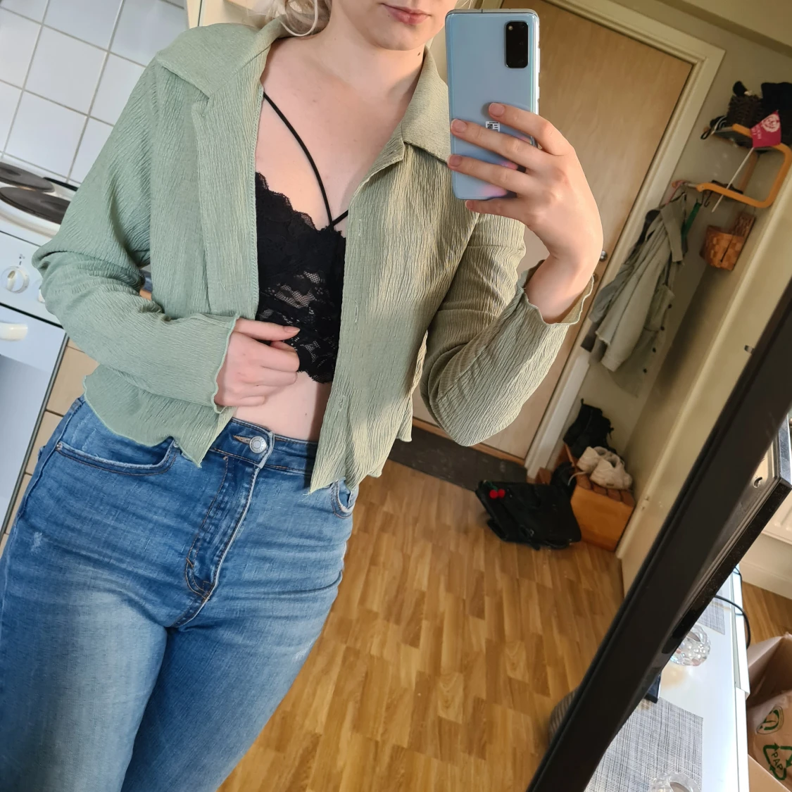 Mintgrön skjorta - 90