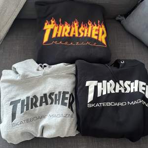 Hej säljer nu mina tre thrasher hoodies pga jag ej använder dom längre, alla är i bra skick men några är mer använda än andra, alla för 900 och per st 350💞 priset går självklart att diskutera!