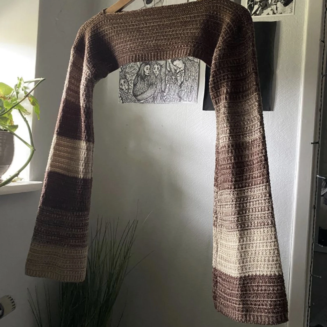 Stickad brun topp - 90