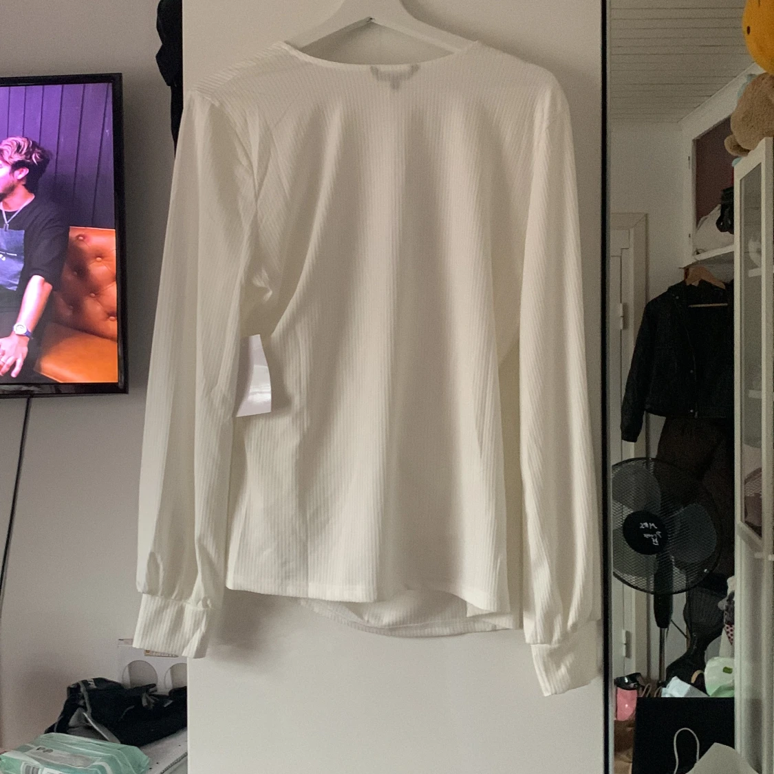 Långärmad vit blus - 90