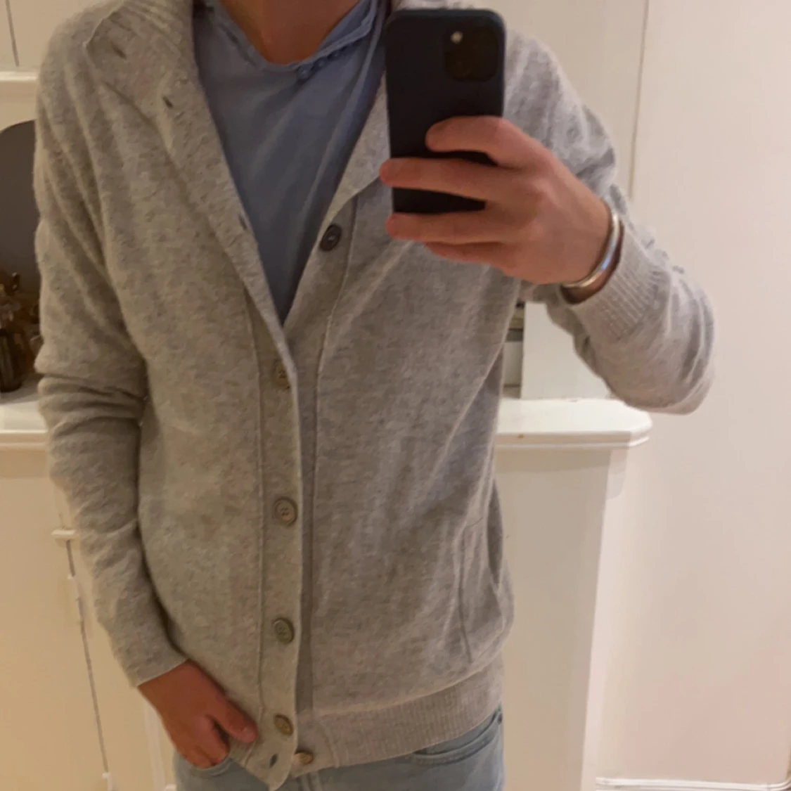 Grå Kashmir cardigan  - 90