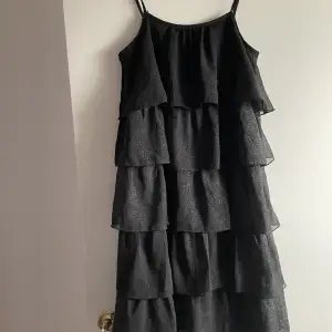Säljer denna fina svarta volangklänning eftersom att den är för liten. Passar storlek xxs och xs skulle jag säga.  Priset kan diskuteras vid en snabb affär. 