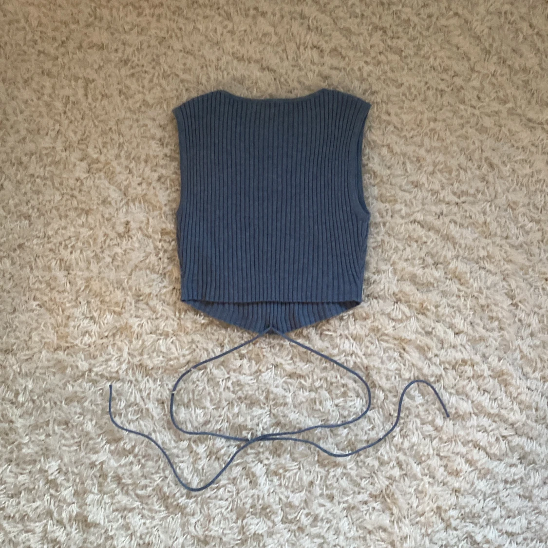 Ribbstickad topp - 90