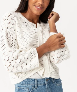 Hålstickad kofta - Hålstickad sommarkofta med knappar 