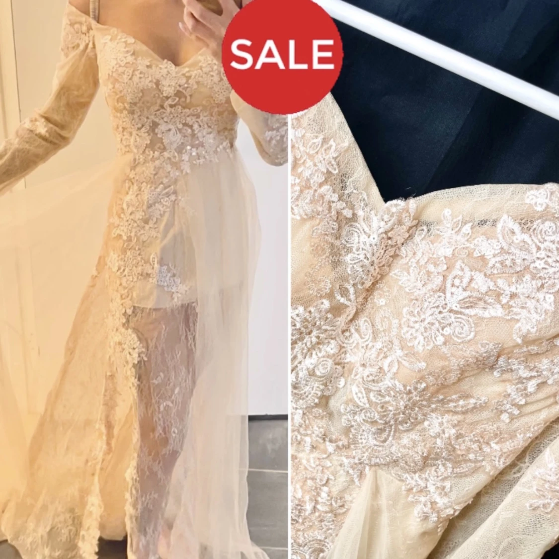 Spetsklänning Champagne. XS - 91