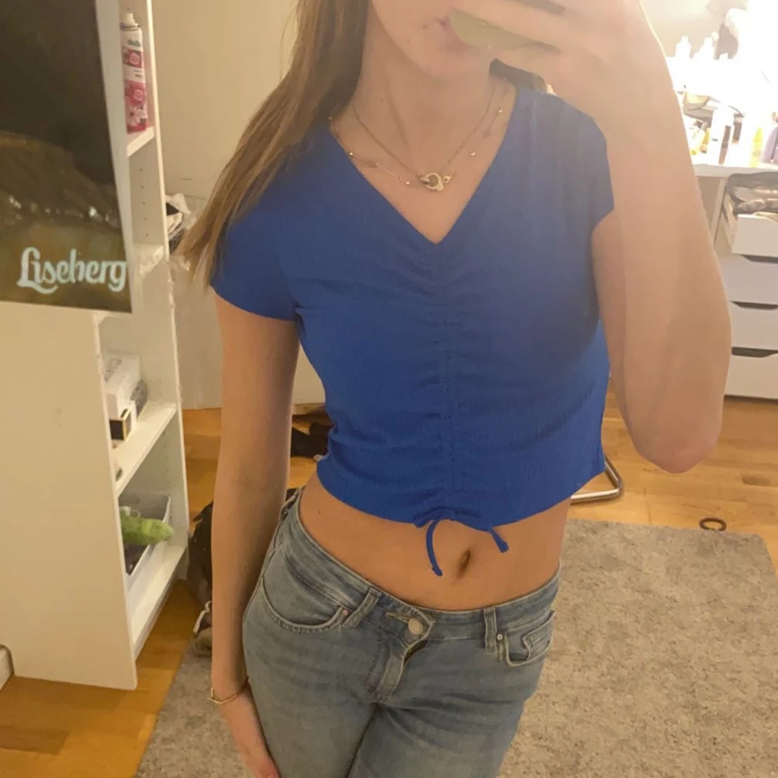 marinblå croptop 
