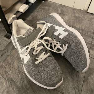 Supersköna gråa sneakers med vita detaljer. Använda typ en gång men är i nyskick