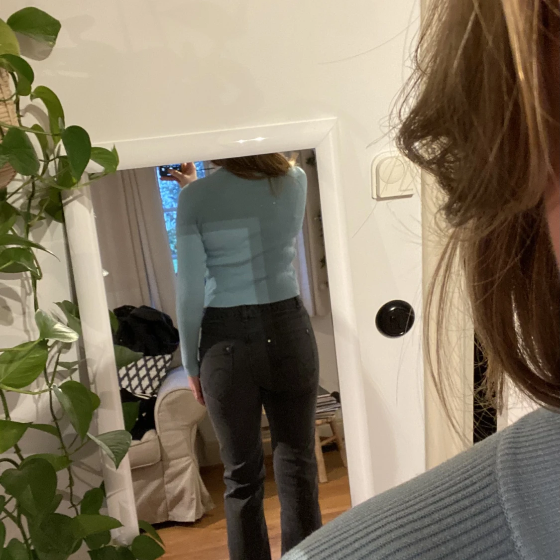 Ljusblå stickad tröja - 91