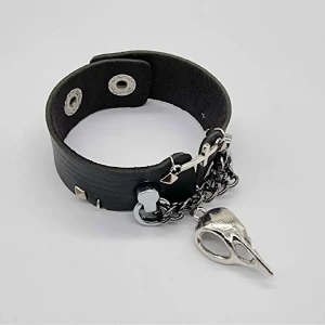 Handgjort armband  - ●Material-zinklegeringar, rostfritt stål, syntetiskt läder. Nickel fri. Armbandslängd: 19cm 
