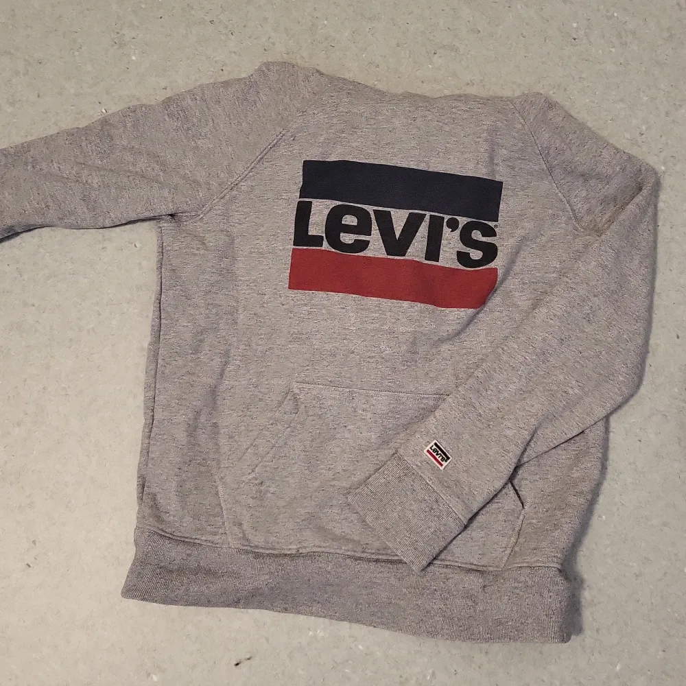En grå hoodie från Levi's.  Använd några gånger Den är ganska tjock så man fryser inte i den.  Stl Xs Inte oversize . Hoodies.