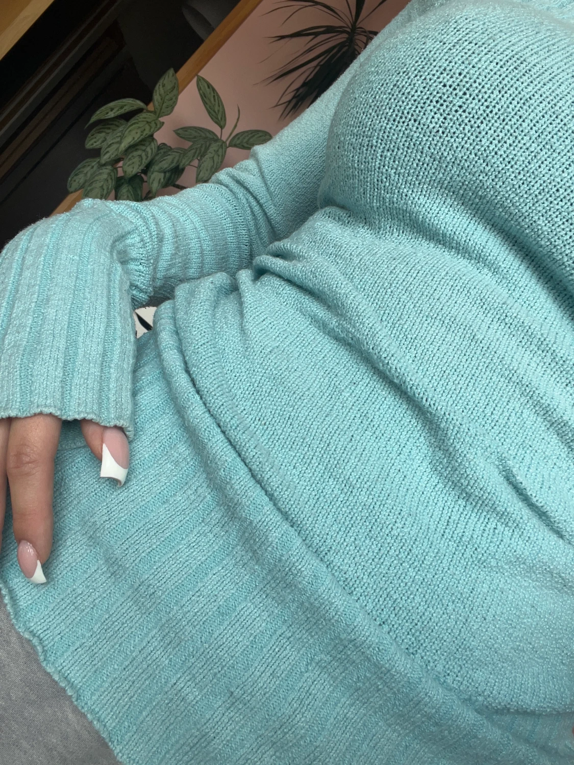 Ljusblå off shoulder tröja