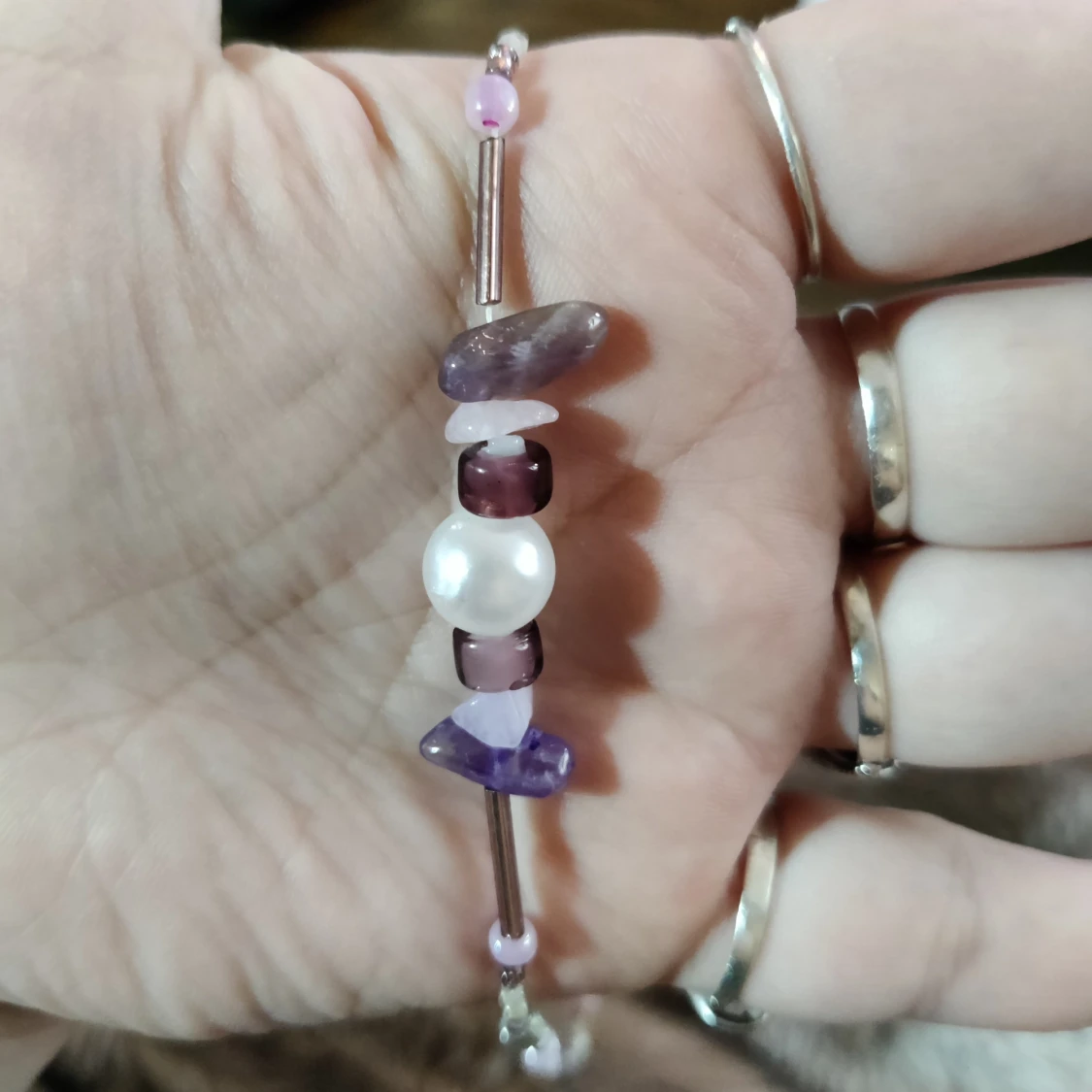 Choker with natural ametist and rose quarz 🍇 - 90