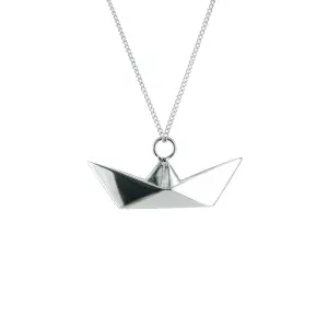 Necklace with pendant (origami paper boat)