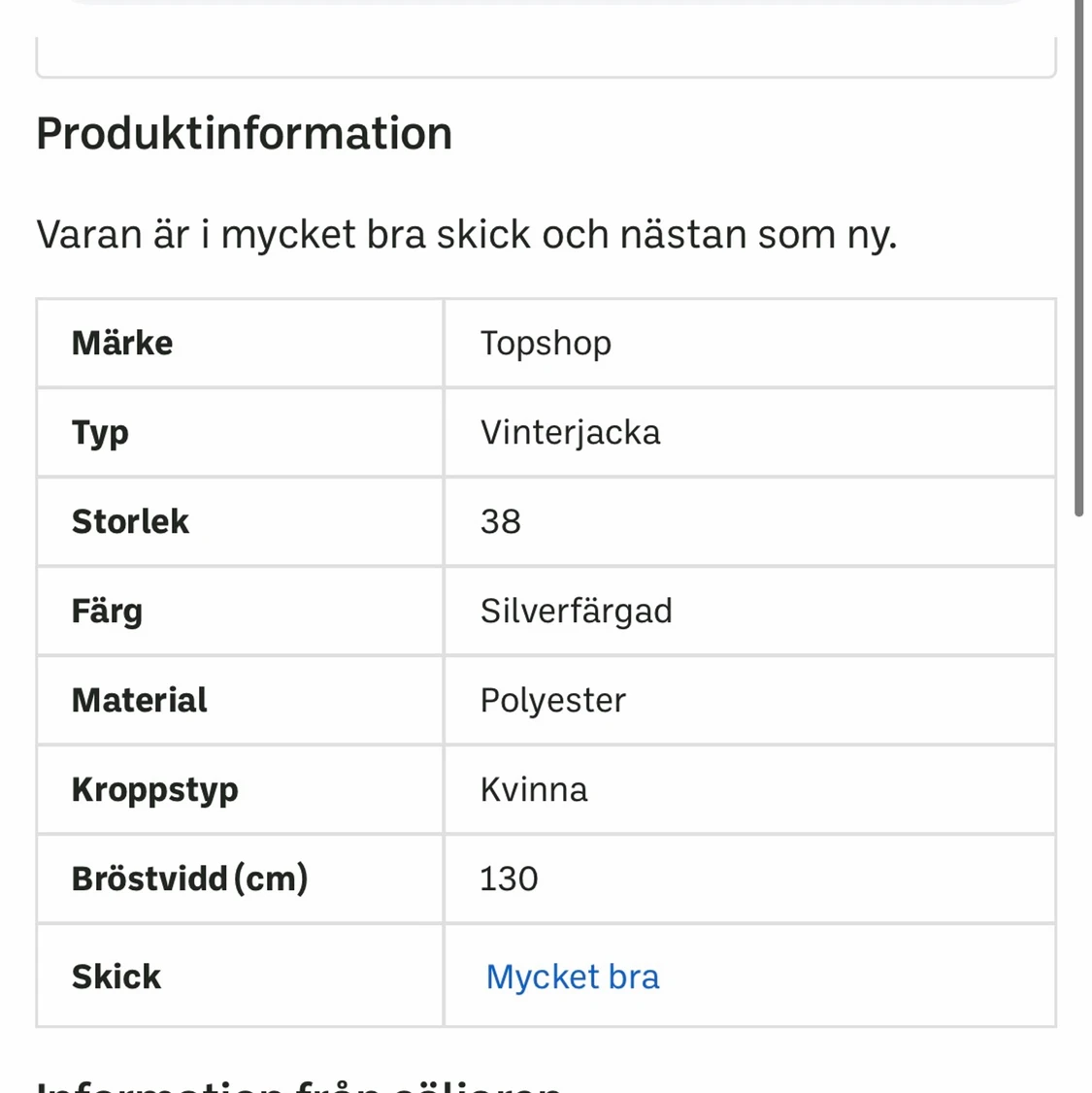 Puffer i silver från Topshop - 90