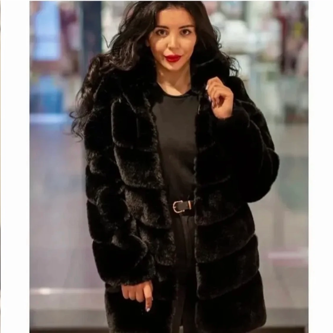 Lång minkjacka  - 90