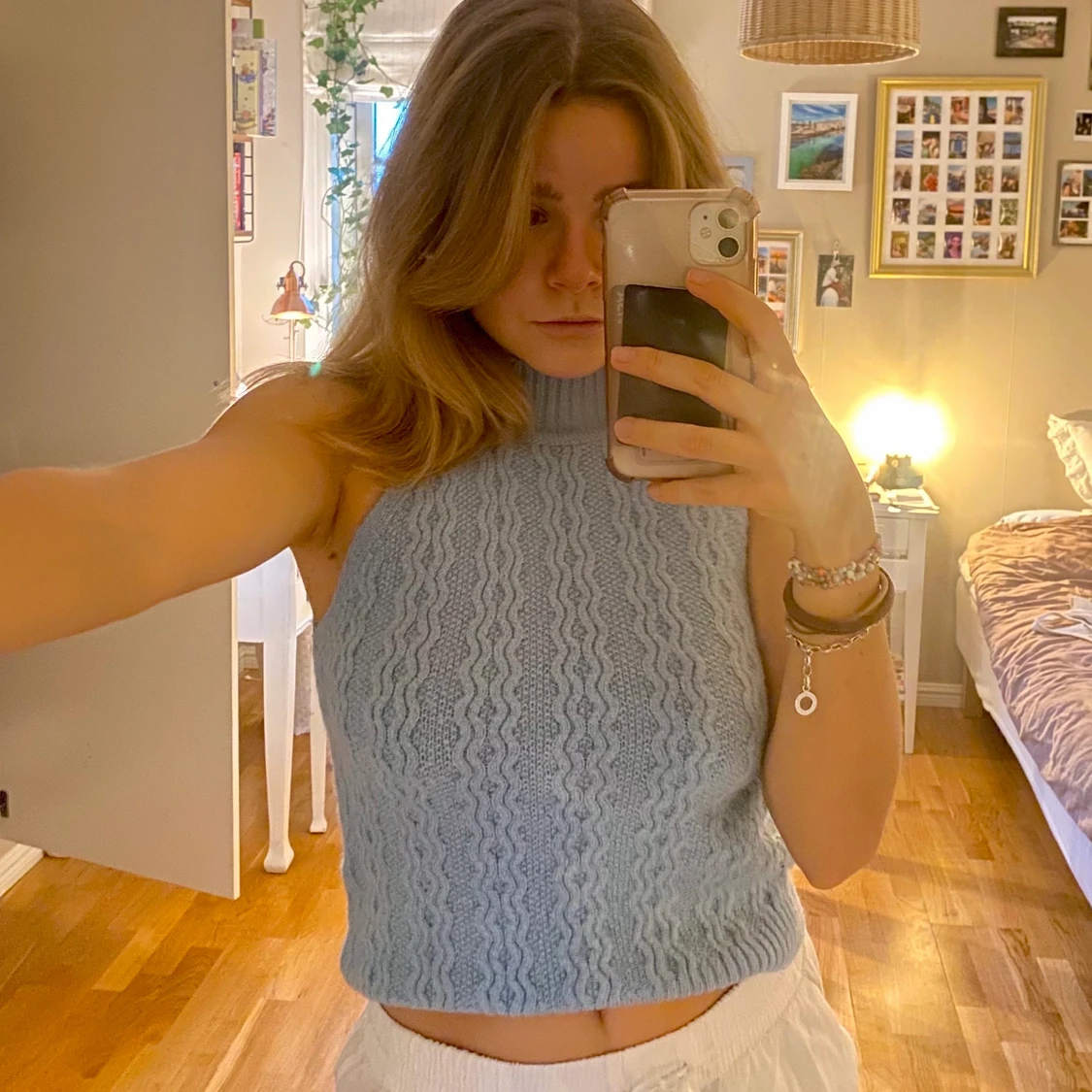 Ljusblått linne från mango - 90