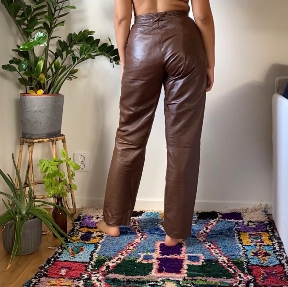 Bruna faux läderbyxor s.38 - 90