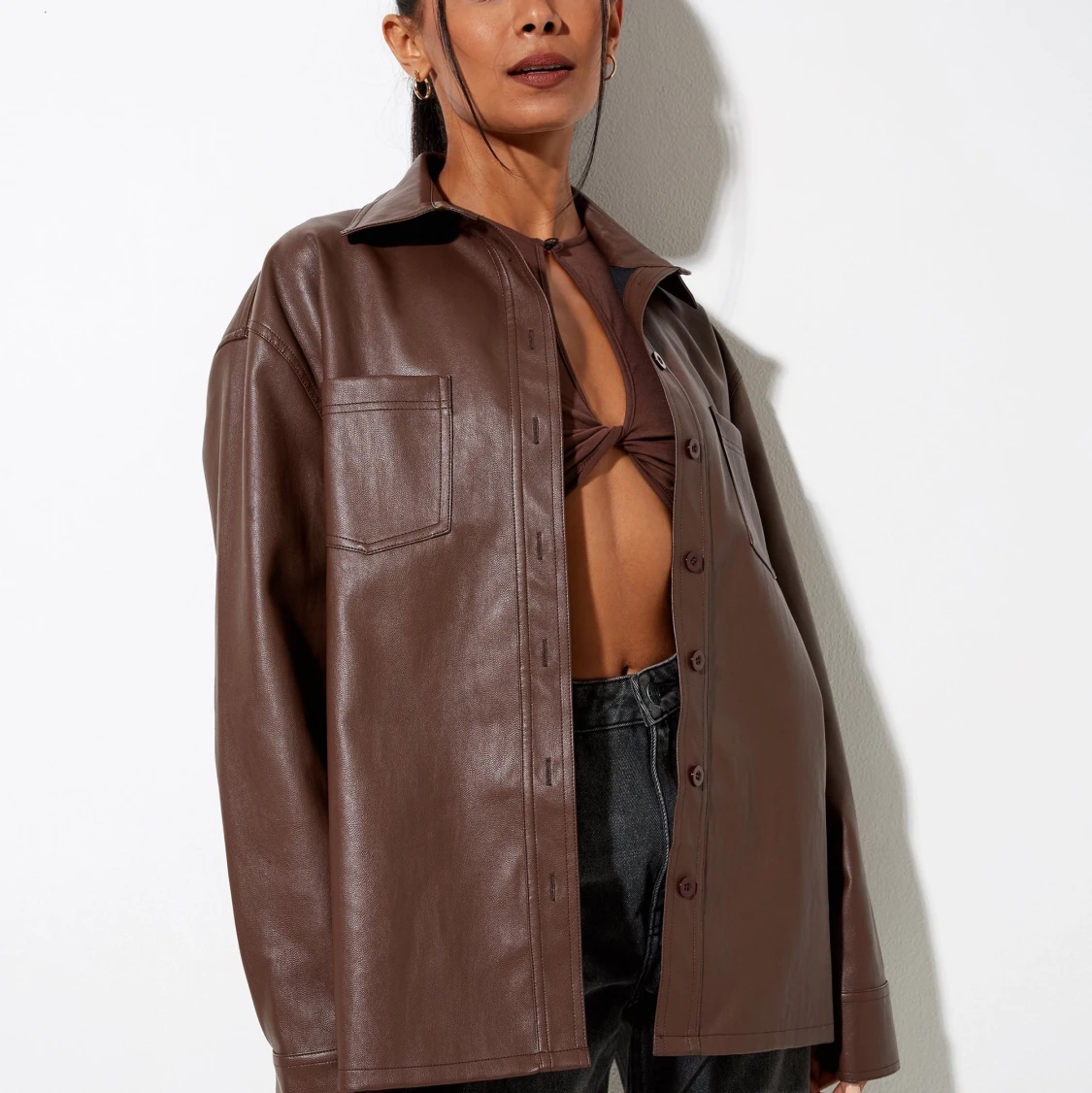 SKIT SNYGG BRUN LÄDER KAVAJ/JACKA