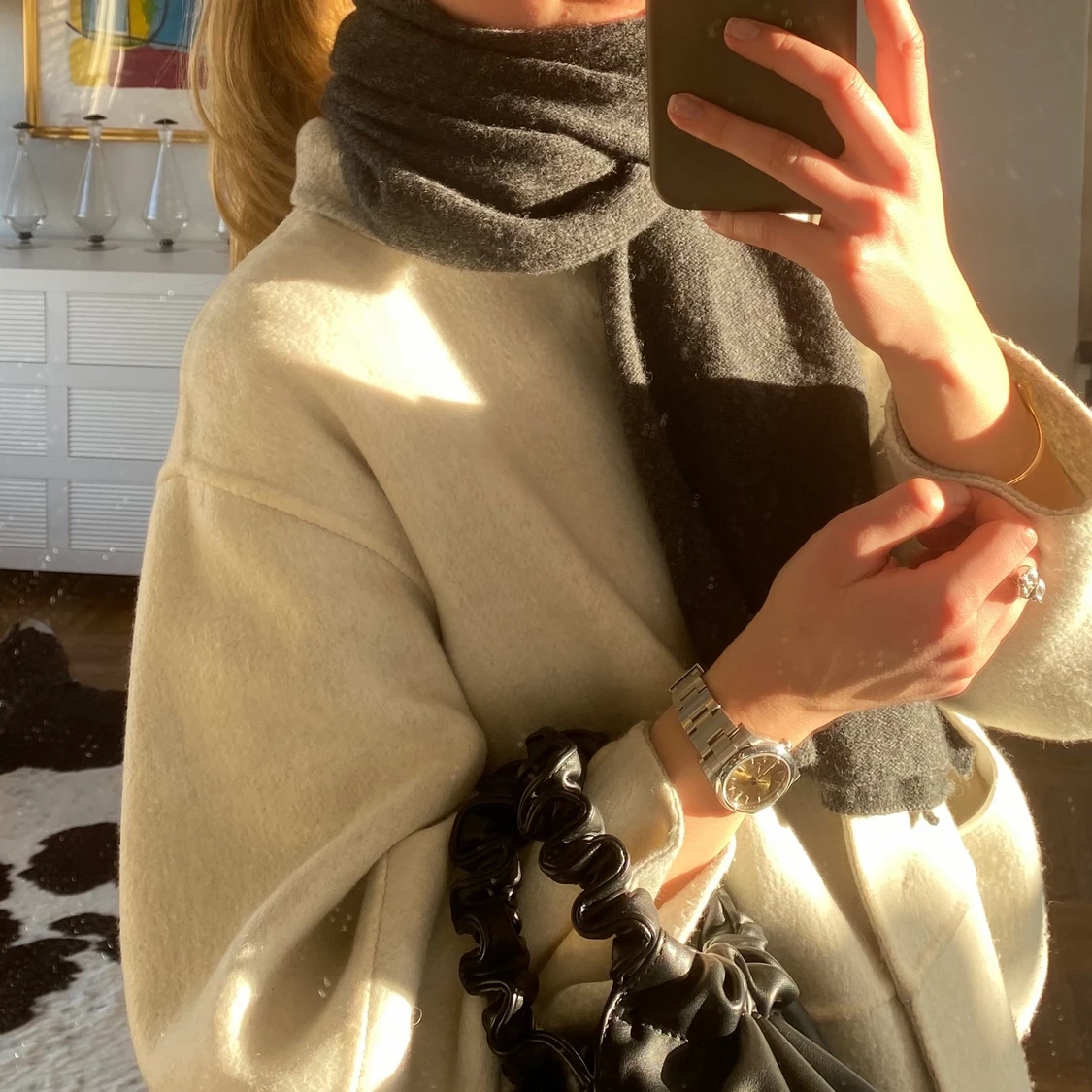 Grå kashmir halsduk - 91