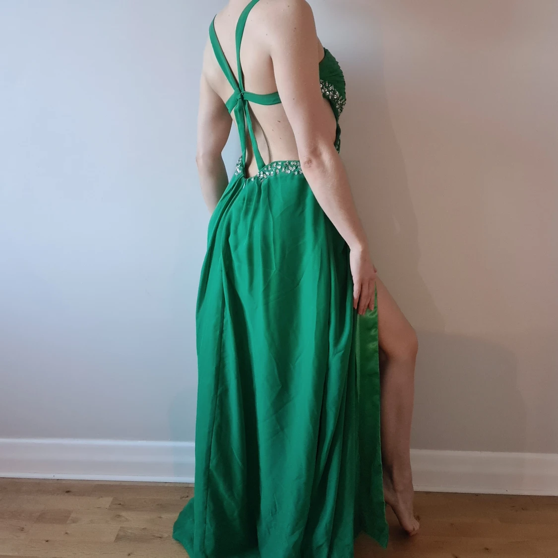 Specialmade balklänning grön, stl. S/36 - 90