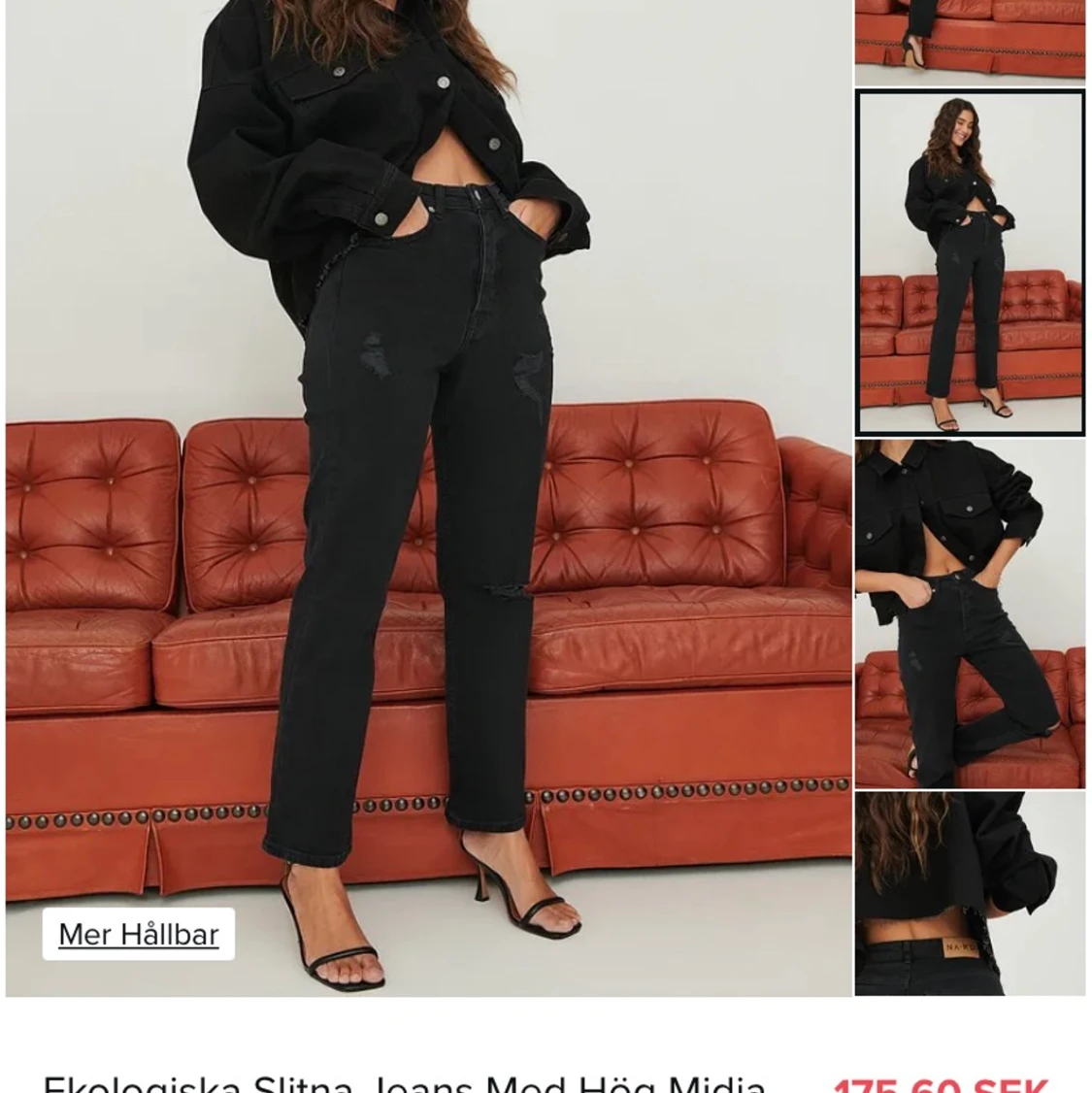 Ekologiska slitna jeans med hög midja 