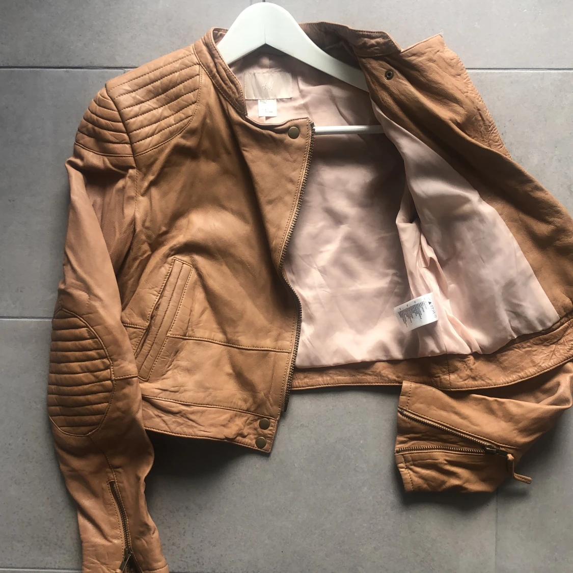 Kort Skinnjacka beige  - 90