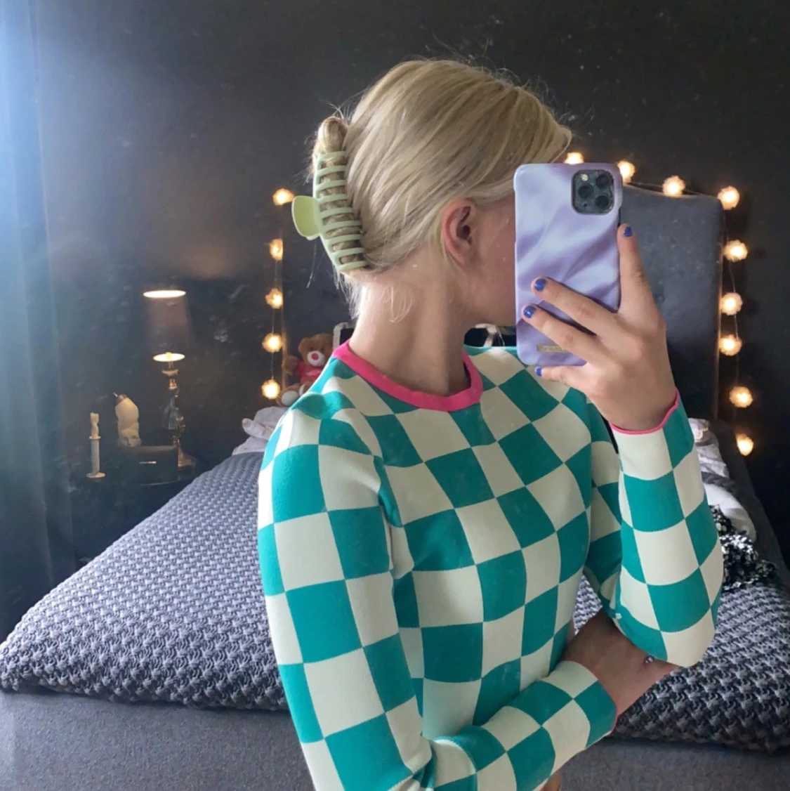 En rutig grön tjöja. - 90