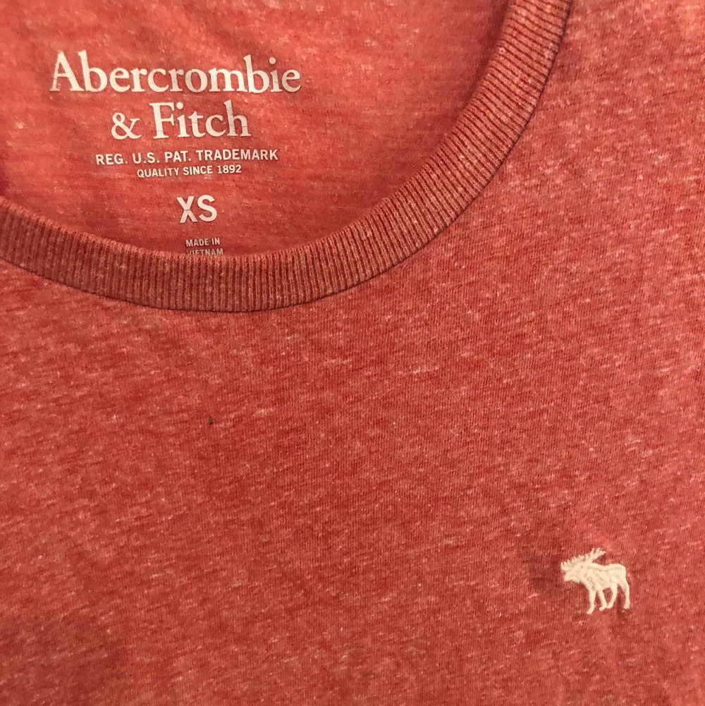 Säljer den här Abercrombie & Fitch t-shirten som köptes i New York och inte längre finns att köpas. Jätteskön och ganska stor i storleken. Skulle beskriva färgen som rosa/ röd!💖 . T-shirts.