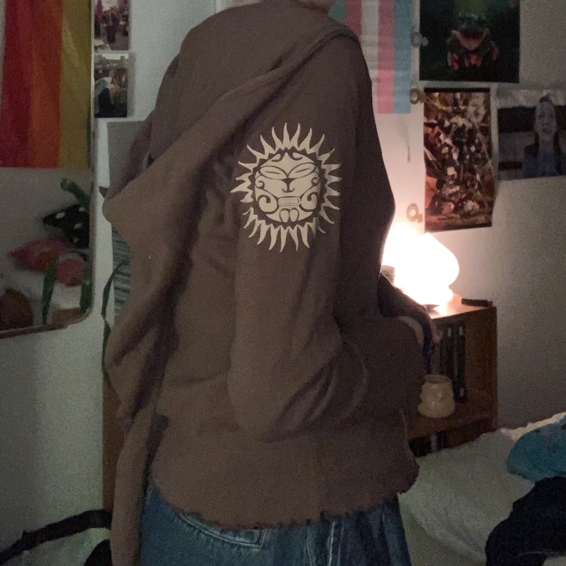 Brun hoodie med solar, storlek S - 91