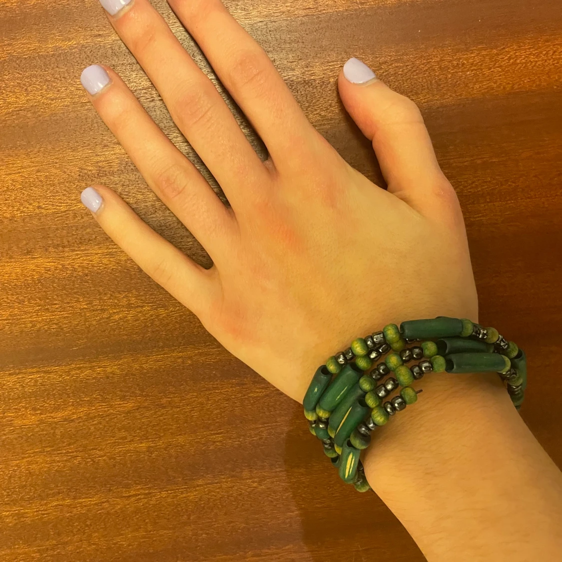 Green beaded bracelet