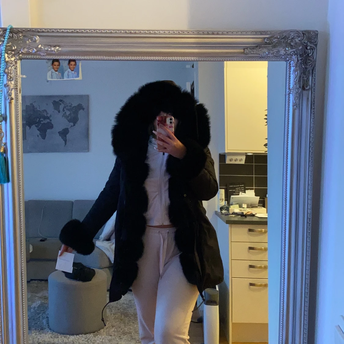 Parka jacka med päls  - 90