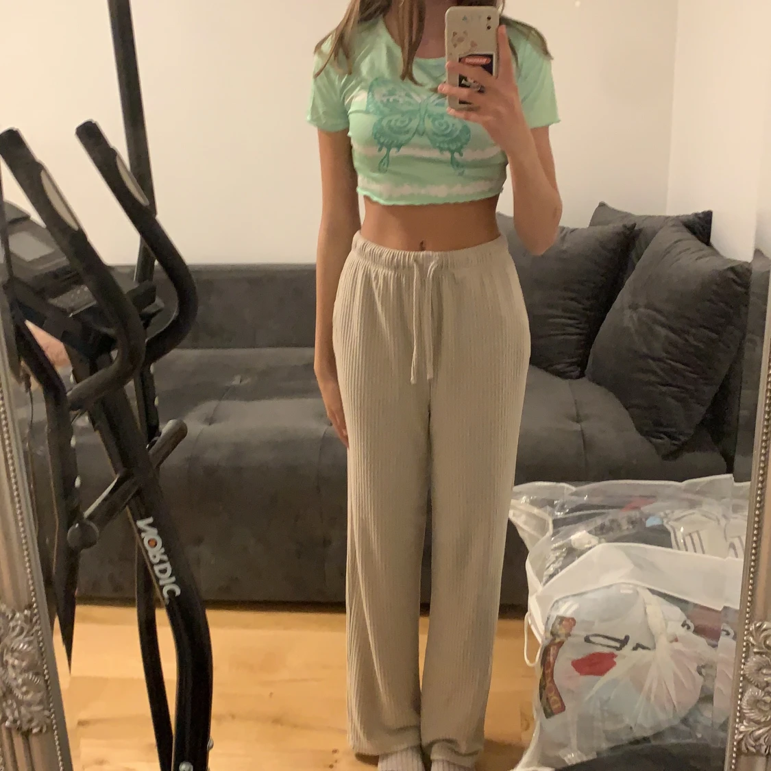 Grön Fjäril crop top💓