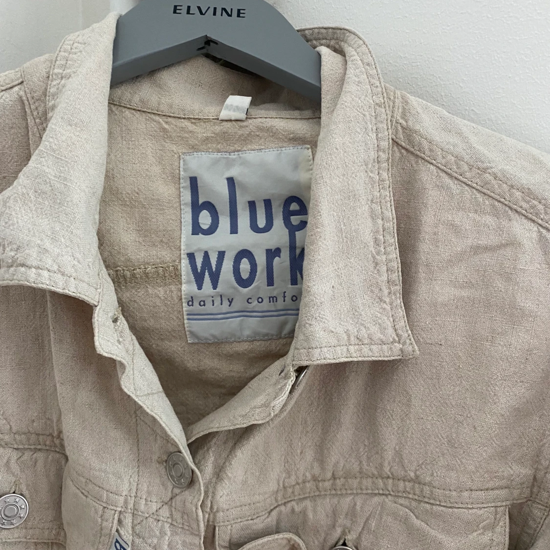 Jeansjacka i linnematerial vintage retro  - 90