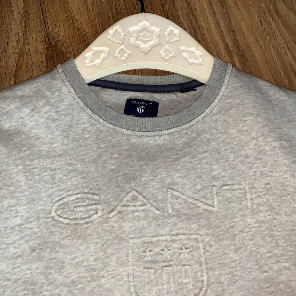En grå sweatshirt från Gant, lite skrynklig men det går att stryka bort annars i bra skick! Någorlunda använd.. Hoodies.