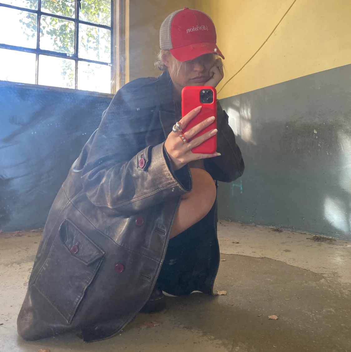 Brown leather jacket