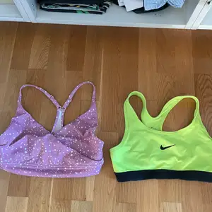 Sport bh, den till vänster från aimn 70 kr, den till höger från Nike 50 kr. Storlek S