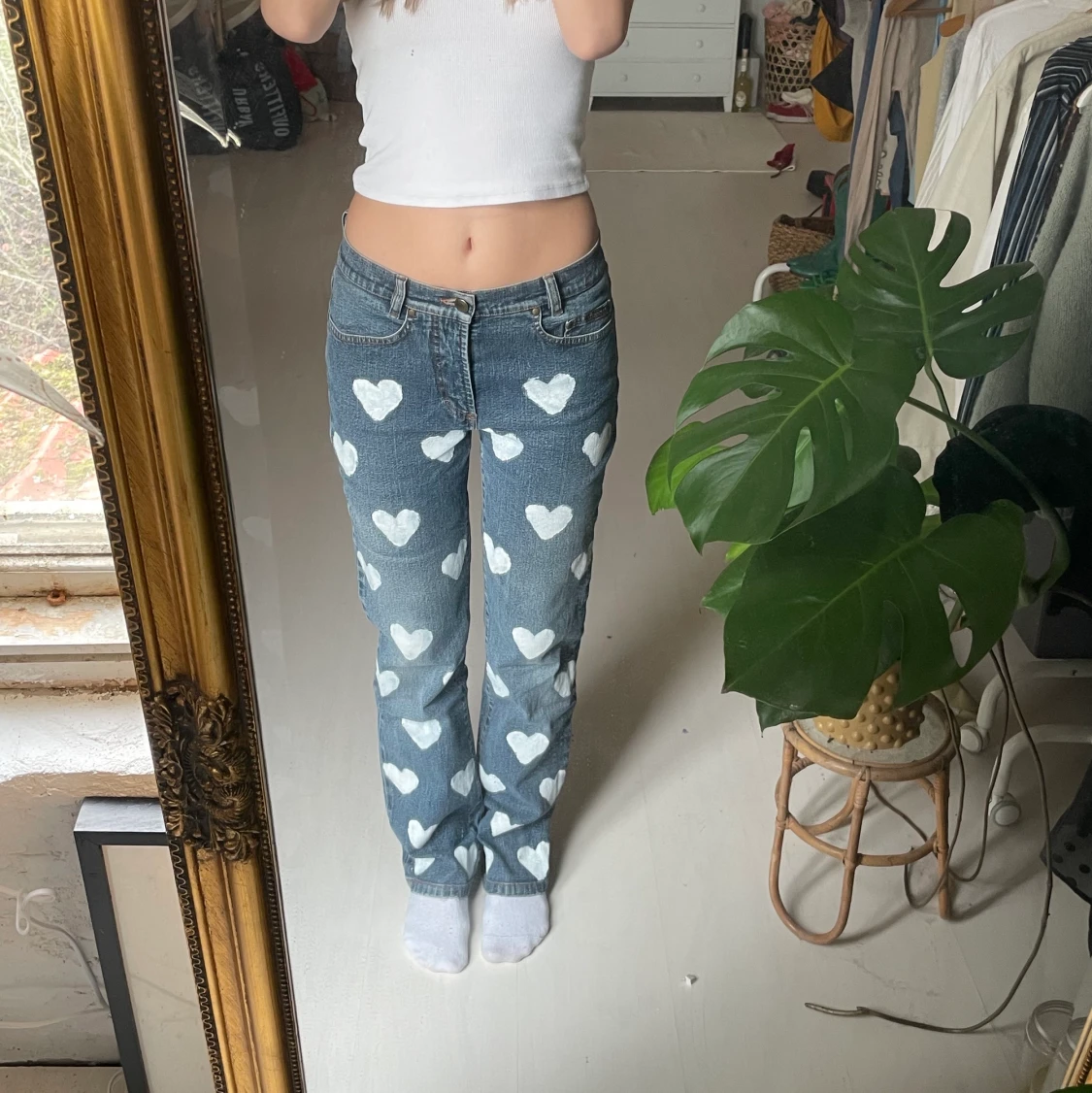 Lågmidja jeans med hjärtan  - 91