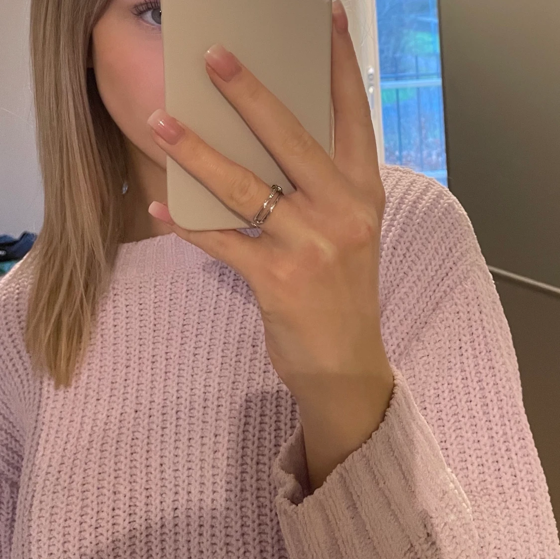 Rosa stickad tröja - 90