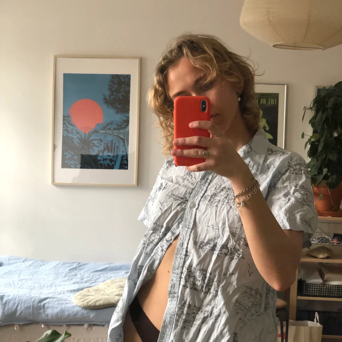 Unik kortärmad skjorta med havsmotiv