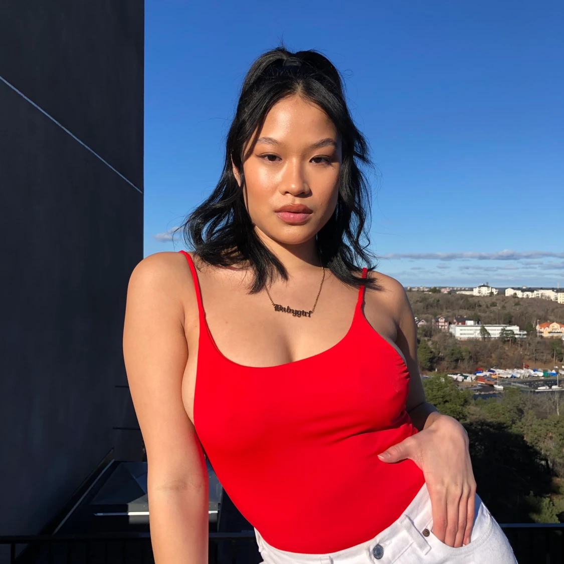 Red low-back Swimsuit  - 90