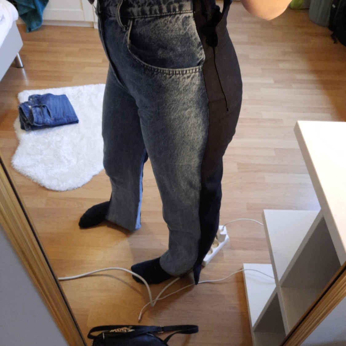 Tvåfärgade raka jeans - 90