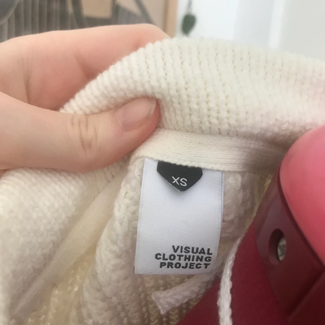 Vit stickad kofta, bomull - XS - 91