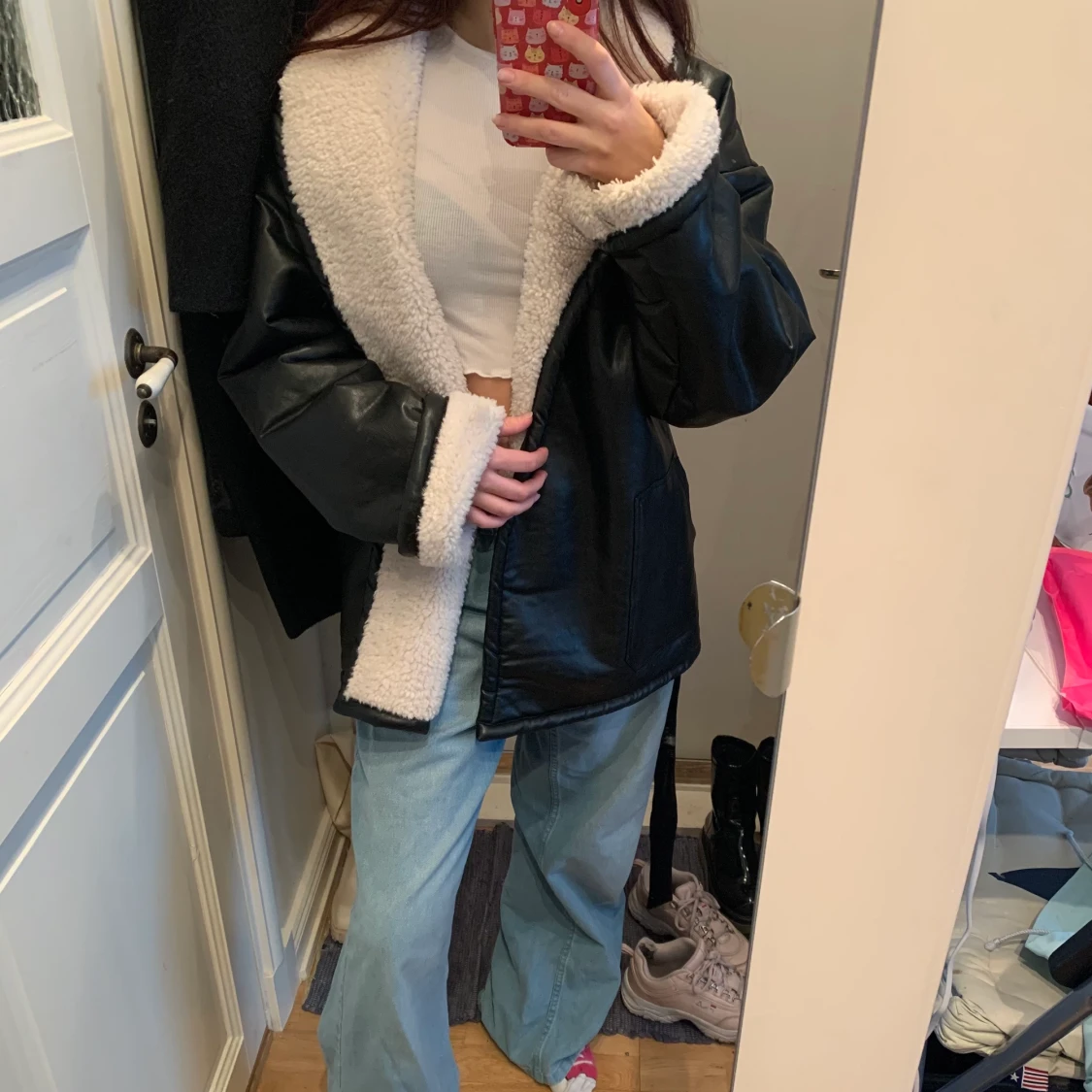 Läderjacka fluffig - 90
