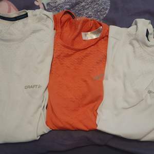 3 jättefina träningströjor ifrån Craft. Aldrig använda. En rosa och en vit T-skirt i stolen M och en vit långärmad tröja i storlek M/L