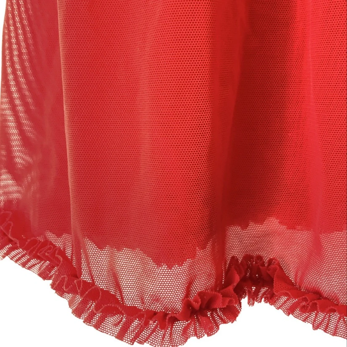 Röd mesh klänning med mini vollanger  - 91